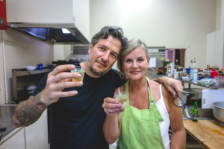 Marco Cerretelli and Megan Webster in the kitchen