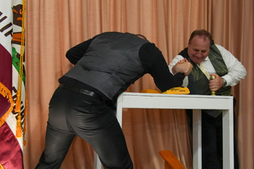 Nate Brown wins at arm wrestling
