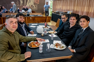 Haik, Gallen, Mo, Majid and Boris at a table