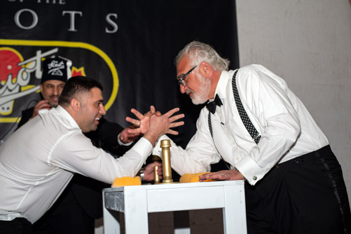 Haik and Seb arm wrestling