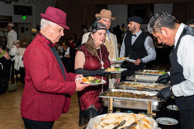 line at the buffet table